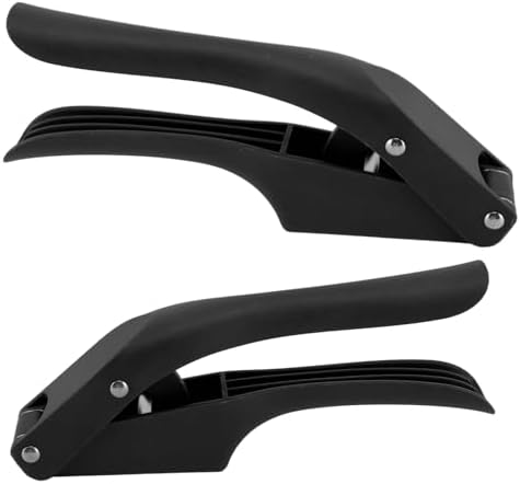 Garlic Press, Multipurpose Garlic Mincer Tool Efficient Easy To Squeeze Ergonomic Handle 2 in 1 for Kitchen (Black)
