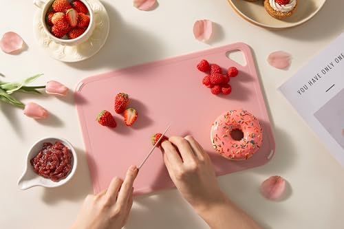 THETCHRY Plastic Cutting Board Set of 3, Pink Cutting Board for Kitchen