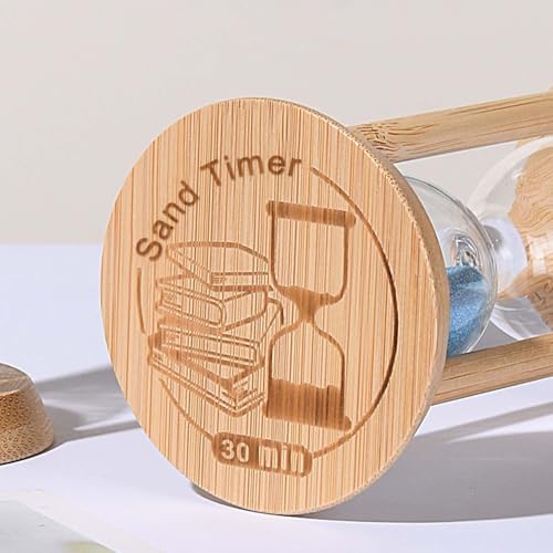SuLiao Wood Hourglass 30 Minute, Blue Beech Stand Sand Timer Clock, Small Sand Watch 30 Min, Three Minute Timer Antiguo Reloj De Arena, Unique Hour Glass Sandglass for Home, Desk, Office
