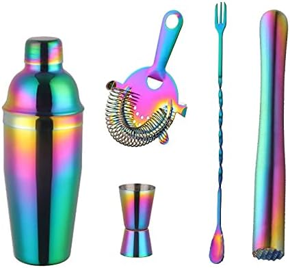 Buyerstar Bar Set 5-Piece Mixology Bartender Kit - Cocktail Shaker Set Bar Tool Set for Home and Professional Bartending - Martini Shaker and Drink Mixing Bar Tools - Cocktail Kit (NO.0)