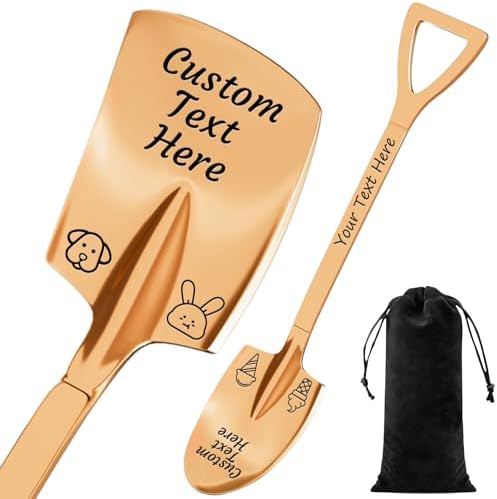 Custom Spoon, 2-100Pcs Engraved Ice Cream Scoop Shovel with Name/Image/Text Special Gifts for husband Wife Mom Dad, Personalized Stainless Steel Dessert Spoon for Anniversary Mother Day (Rose Gold)