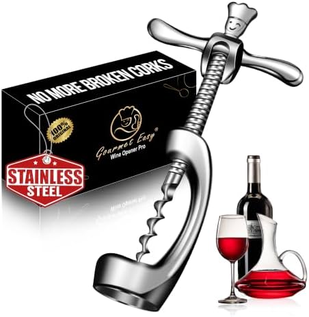 Gourmet Easy Deluxe Wine Opener, Manual Corkscrew, No Broken Bits Design