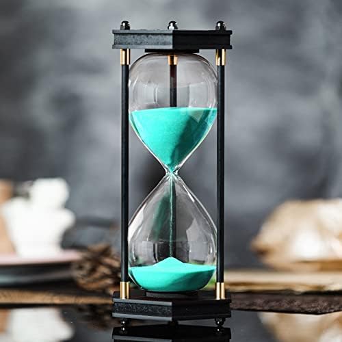 AKAKA MUNING Large Hourglass Timer 60 Minute, Hexagon Wood Sandglass, Green