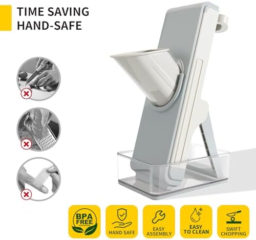 Safe Mandoline Slicer for Kitchen, 4-In-1 Chopper Vegetable Cutter, Mandolin Julienne Slicers for Fruits and Vegetables, Potato Cutter for Fries, Kitchen Gadgets and House Essentials