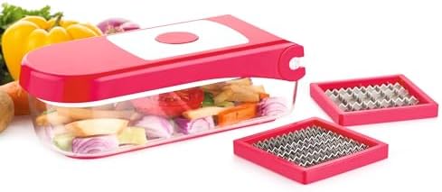 Ganesh Plastic Chopper Vegetable and Fruit Cutter, Red Pack of 1