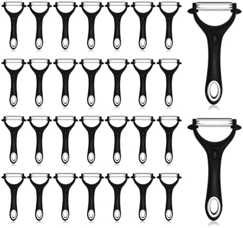 30 Pack Vegetable Potato Peeler for Kitchen,Ergonomic Soft-Touch Handle-Black (Black, 30 Pack)