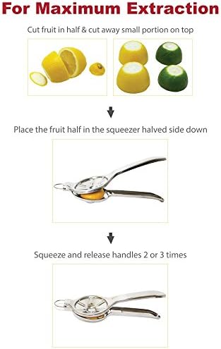 Jumbo Size FLAT PRESS 100% Stainless Steel Lemon Squeezer (LS0003) + Free Citrus Tap