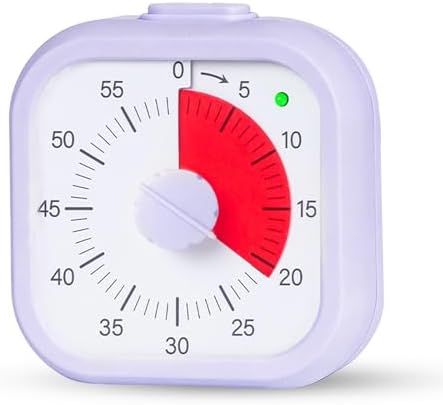 Visual Timer for Kids 60 Minute Countdown Timer Silent Operation for Classroom Study Office Kitchen Kids Timer Teaching (Purple)