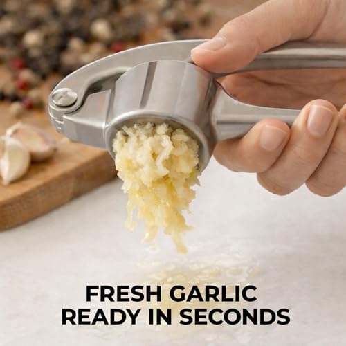 For OXO Garlic Press, 2 Pack Garlic Press Stainless Steel Garlic Crusher Mincer, Easy-Squeeze Soft Grip Handle, Easy to Clean, Dishwasher Safe, Garlic Rocker Alternative