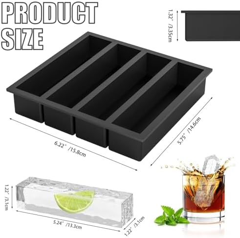 Kitchen Silicone Ice Cube Trays Large for Whisky, Collins Ice Cube Mold Tray Also Used for Butter Mold, 2 Count