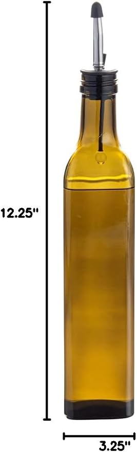 Restaurantware-Chef 101 16.9 Ounce Olive Oil Dispenser, 1 Kitchen Oil Dispenser Bottle - With Stainless Steel Pourer, Non-Leaking, Amber Glass Pourer, For Cooking Or Salad Dressings