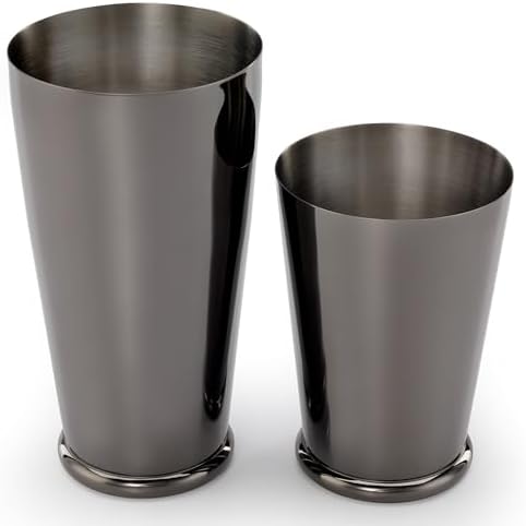 Barfly Cocktail Shaker Set with Weighted Bottom, Deluxe 18 and 28 oz, Gunmetal Black