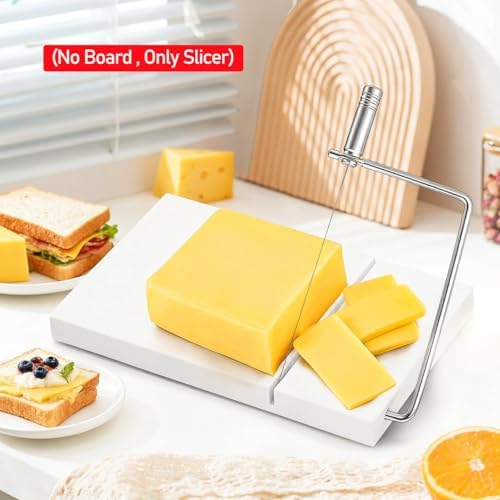 NUOBESTY Heavy Duty Cheese Slicer with Wire Stainless Steel Handheld Butter Cutter Compact Kitchen Tool 8.26X4.33In