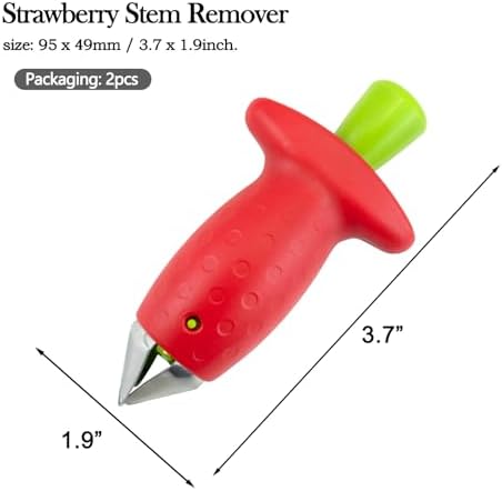 2pcs Strawberry Huller, Strawberry Stem and Leaf Remover Multi Function Fruit Corers Tool for Tomato Pineapple, Baking and Jam Making, Red