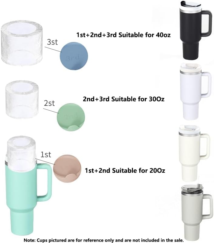Ice Mold for Stanley Cup, 3 Pcs Silicone Ice Cube Tray for Tumbler 20/30/40oz Hollow Cylindrical Ice Molds with Lid for Freezer, Whiskey, Juice, Coffee, Cocktail, Ice Drink (Pink)