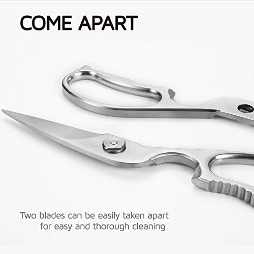 Multipurpose Kitchen Shears by WELLSTAR, Come Apart Heavy Duty German Stainless Steel Food Scissors for Cutting Meat Poultry Chicken Vegetable, Plus Handy Onion Slicing Holder, Gift Box Pack