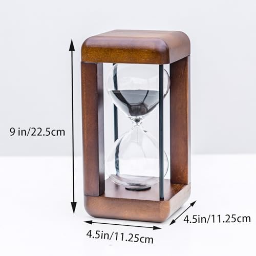 Large Premium Walnut Hourglass,60 Minutes Sand Timers,Hour Glass with Sand Timer for Gift,Hourglass Decor for Home, Desk,Office, Wedding Decor(Black)