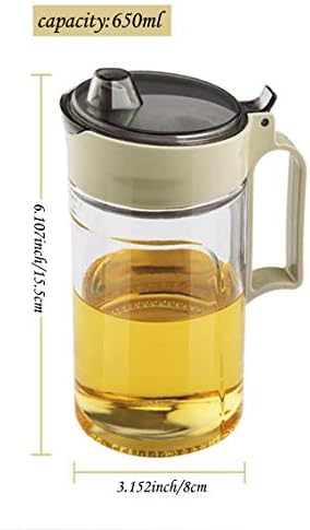 TENTA KITCHEN Oil Dispenser Vinegar Dispenser Maple Syrup Dispenser Glass Bottle Cruet No Drip Plastic Bottle Spout with Protective Cap drip Free Pour spout restarant 22Oz (Beige 1PC)