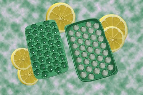 Ice Cube Trays for Freezer Silicone Ice Cube Tray Round Ice Ball Maker, 37 ice Ball Tray Easy-Release Reusable Ice Cube Ball in Organizer Bins or Ice Bucket for Cocktail bar or Iced Coffee Cup