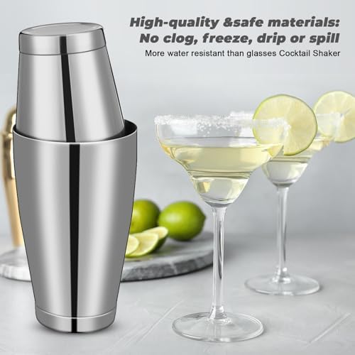 Sabary 6 Pcs Shakers Bartending Boston Cocktail Shaker, Silver