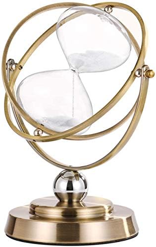 Hourglass Timer 60 Minutes Sand Timer: Antique Sand Clock 60 Minutes, Vintage Brass Sand Watch 60 Min, 1 Hour Glass for Decorative, Large Rotating Metal Sandglass