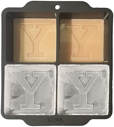 Monogrammed Ice Cubes Mold with Lid, 2 inch Whiskey Ice Cube Tray, Personalized Initials Silicone Cocktail Ice Cube Mold, Wedding Monogram, Thank You Gift, Gifts for Dad (Letter Y)