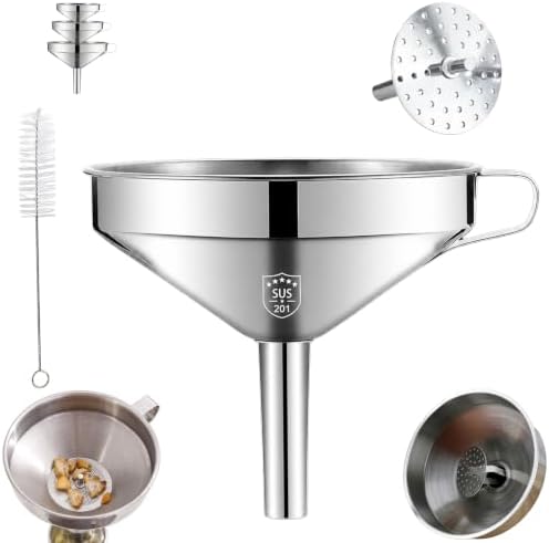 304 Stainless Steel Funnel with Filter Mesh，201-4.13In