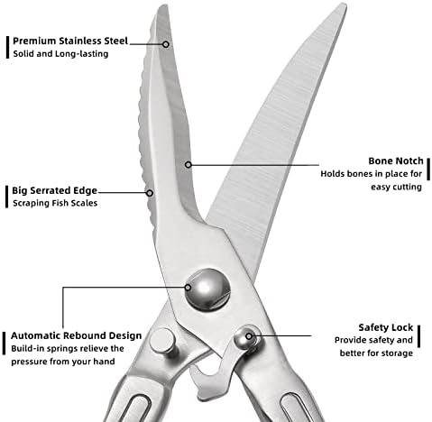 Powerful Poultry Shears,SinYe Heavy Duty Kitchen Shears,Stainless Steel Kitchen Scissors with Fish Scaler (Classic)