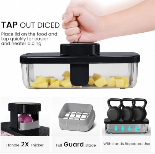 KEOUKE 8-in-1 Vegetable Chopper Mandoline Slicer with Container Hand Guard