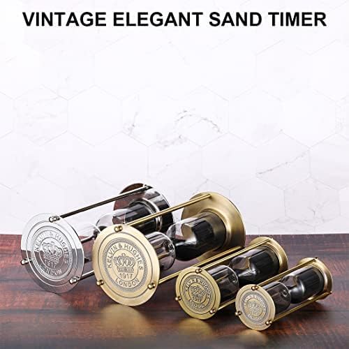 SuLiao Hourglass Sand Timer 60 Minute, Vintage Brass Black Sand Clock Stand, Large Metal Sand Watch 60 Min, Unique Antique 1 Hour Glass Sandglass for Home, Office, Desk Decor