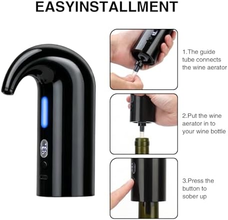 Electric Wine Aerator Dispenser Set – Automatic Wine Decanter & Pourer with LED Display, 200ml Smart Pour Control, Rechargeable Wine Pump & Stopper, Perfect Christmas Gifts for Wine Lovers
