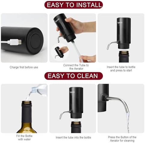 Electric Wine Aerator, Wine Decanter, Wine Dispenser, Wine Gift, Automatic One-Touch Wine Pourer Pump Wine Oxidizer for Red and White Wine Re-chargeable