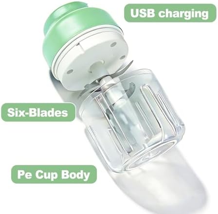 Kuars Gvni Wireless Garlic Chopper 11.26oz Mini Electric Food Processor Portable Small Blender for Chili Scallion Garlic Minced Meat Herbs (Green)
