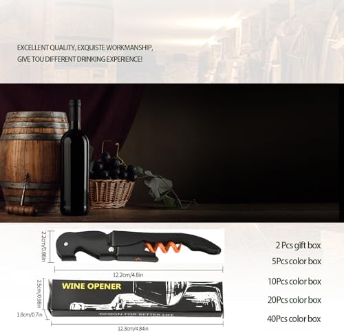 Wine Opener Waiter Corkscrew, Professional Wine Key for Servers, Bartender with Foil Cutter, Manual Wine Bottle Opener Double Hinged (2 Gift Box, Black Orange)
