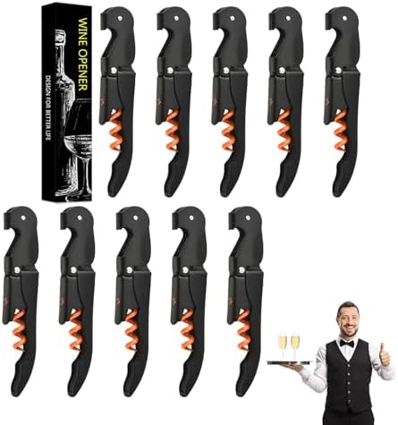 Wine Opener Waiter Corkscrew, Professional Wine Key for Servers, Bartender with Foil Cutter, Manual Wine Bottle Opener Double Hinged (2 Gift Box, Black Orange)