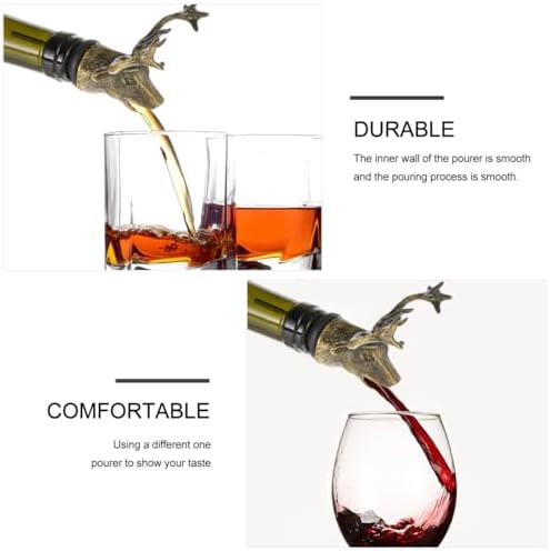 STOBAZA Deer Head Wine Pourer Aerator, Stag Liquor Bottle Spouts for Alcohol, Hunting Presents for Men Dad Husband, Funny Stocking Stuffers, Zinc Alloy Elk Animal Stopper for Bar