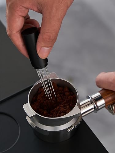 54mm Espresso Dosing Funnel and Puck Screen Set,Hands-Free portafilter funnel with Grinder Trigger.Fits Breville 54mm Portafilters.Reusable 1.7mm Stainless Steel Puck Screen(Silver)