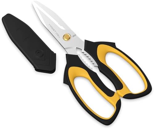 8” Ultra Sharp Kitchen Shears Heavy Duty - Stainless Steel Kitchen Shears for Food, Dishwasher Safte Kitchen Scissors for Meat Cutting, Ideal Gift for Father's Day
