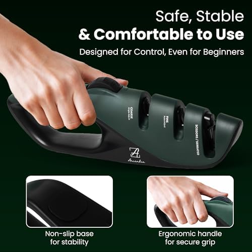 Adjustable Angle Pocket Knife Sharpener – 5-Angle Precision Dial, 3-Stage Diamond & Ceramic System for EDC, Kitchen & Outdoor Knives – Ergonomic Handle, Non-Slip Base
