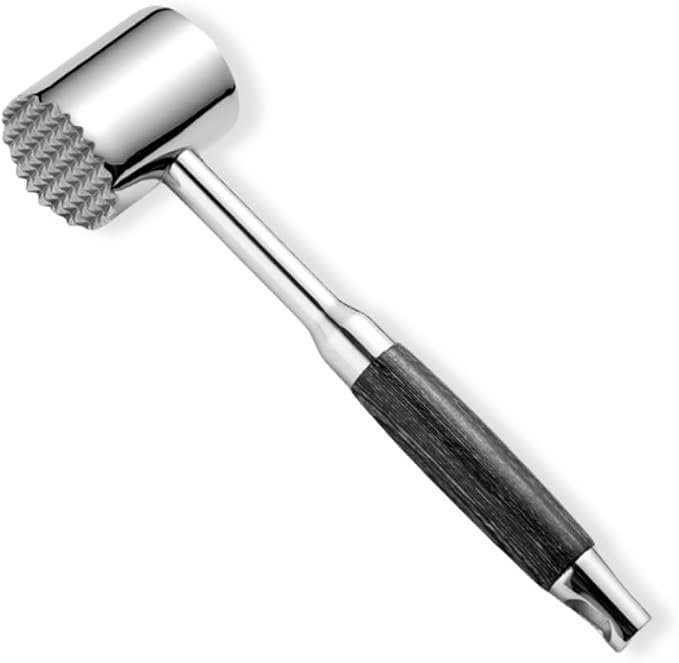 Stainless Steel Meat Mallet - Heavy Duty Meat Tenderizer Tool with Double-Sided Design & Ergonomic Handle, Dishwasher Safe for Kitchen, BBQ, Restaurant Use