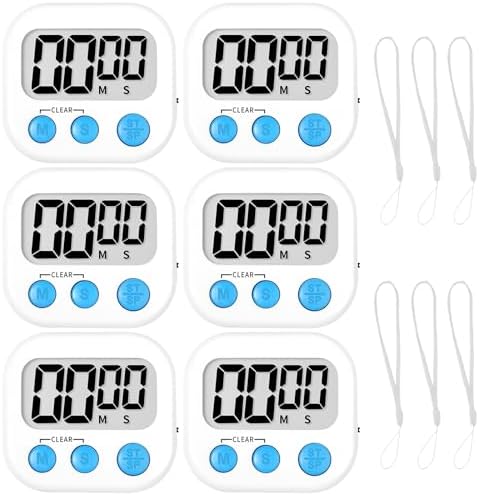 ZILLEEN Classroom Timer for Kids Teachers 6 Pack Digital Timers White