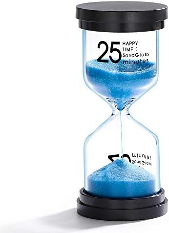 25 Minute Sand Hourglass Timer: Plastic Sand Clock 25 Min, Extra Blue Reloj De Arena, Unity Hour Glass Colorful Sandglass Timer for Kids, Games, Classroom, Kitchen, Decoration