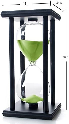 60 Minutes Hourglass, Wood Sand Timer, Green