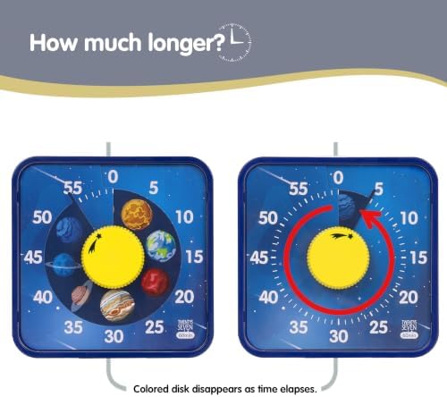 TWENTY5 SEVEN Galaxy Visual Timer for Kids, 7.5 Inch 60 Minute Countdown Timer, Mechanical Magnetic 1 Hour Clock for Classroom Teaching, Homework, Exam, Office Meeting & Time Management, Blue