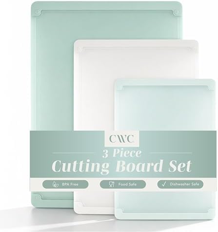 COOK WITH COLOR Extra Large Cutting Board Set, Jumbo-Sized Boards with Rubber Border for Enhanced Cooking Experience, 3-Piece, Mint