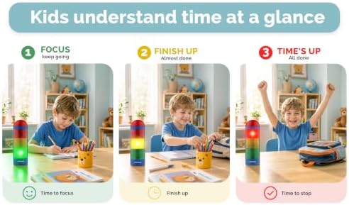 KADAMS Visual Timer for Kids with Pre-Alarm, Traffic Light Countdown Timer for ADHD Toddlers Classroom 24H Digital Timer, 5 Volume Levels Mute Pause Memory for Homework Learning Home Routine
