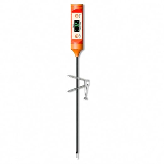 Candy & Meat Thermometer with HB Negative LCD, Type-C Rechargeable Digital Instant Reading for Candy Making, BBQ, Deep Frying, & Liquids, 8" Long Probe,CT200-L