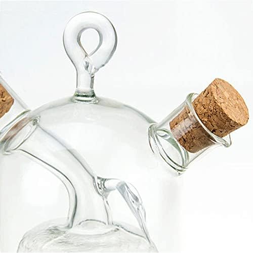 2 in 1 Olive Oil Vinegar Dispenser Cruet, Clear Glass Vinegar and Oil Bottles, Double Pourer Spout Oil Dispenser Bottle for Kitchen Cooking Container
