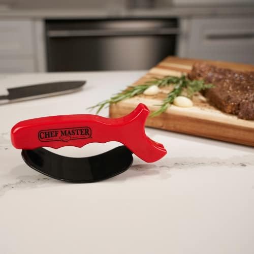 Hand-Held Kitchen Knife Sharpener for Chef Knives (1 Pack) – Professional Grade Tool with Reversible Carbide Blades, Stainless Steel & Safety Finger Guard - Knife Sharpening Use by Chef Master 90015