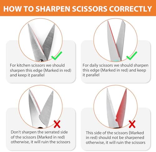 Longzon 6-in-1 Knife Sharpener 5 Stage with Cut-Resistant Glove,Navy+Orange